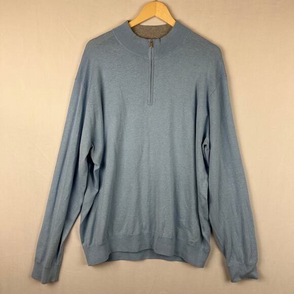 Peter Millar Crest 1/4 Zip Pullover Sweater Light Blue MS23S25 Men's Size XL - Picture 1 of 11
